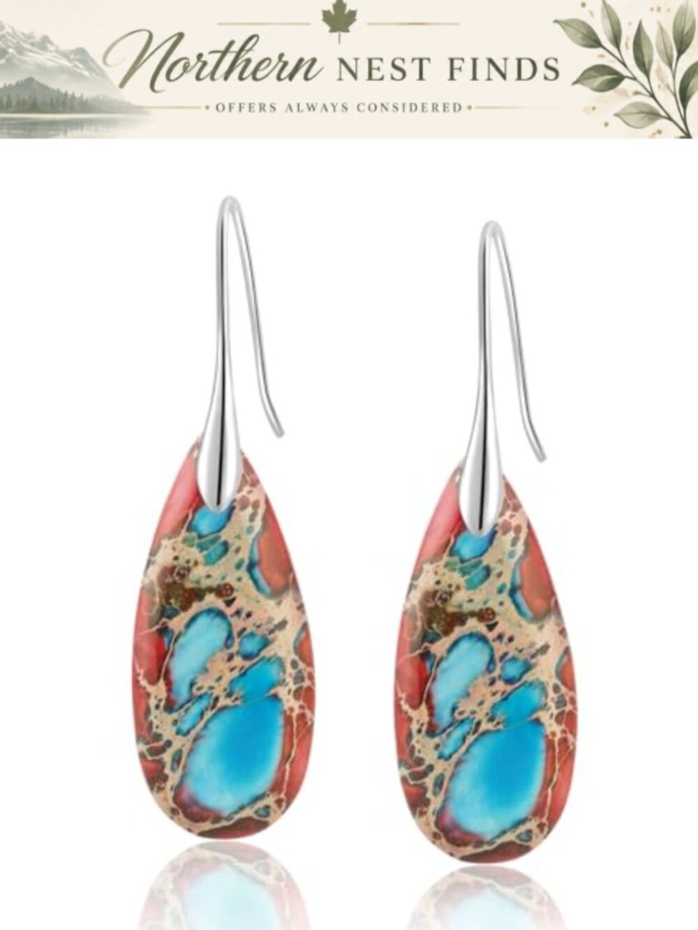 Natural Healing Stone Dangle Drop Earrings Statement Gold Silver
